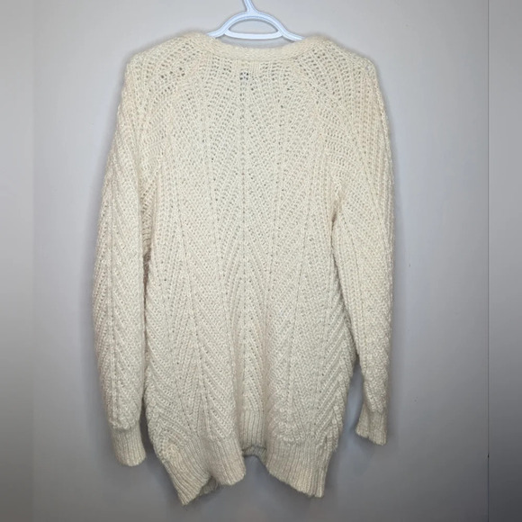 Universal Threads Long Knit Ivory Cream Open Front Fuzzy Cardigan Women Small - Picture 2 of 6